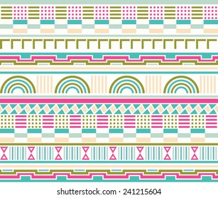 Abstract seamless pattern with squares and triangles in vintage colors. Repeatable geometric ornament. Decorative texture. Vector file is EPS8.