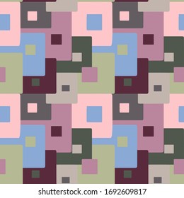 Patrón abstracto y sin fisuras de cuadrados. Se utiliza para la impresión de textiles, cubiertas. Estilo creativo en tonos pastel.
