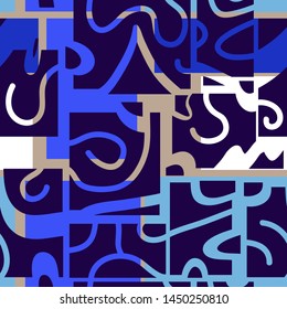 Abstract seamless pattern in stained glass window style.