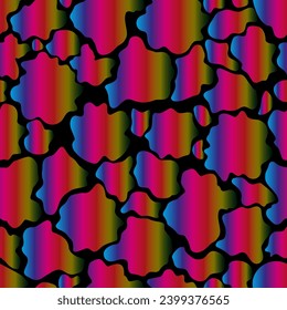 Abstract seamless pattern of stains of different shapes. Vector rainbow gradient background.