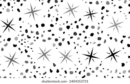 Abstract seamless pattern with star symbols. Creative leopard backdrop. Vector illustration on white background