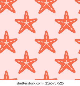 Abstract seamless pattern with starfish in flat style