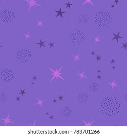 Abstract seamless pattern with stars. Birthday or girlish design.