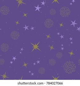 Abstract seamless pattern with stars. Birthday, children or girlish design.