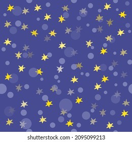 Resumen de un patrón impecable con estrellas y puntos. Fondo de vacaciones. Ilustración vectorial. Elemento de diseño para envolver papel, tapicería, cubierta, presentación y tela.