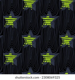 Abstract seamless pattern with stars. Grunge stars background. Grungy star endless print for sport textile, fashion clothes, wrapping paper. Sketch geometric ornament.