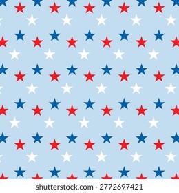Abstract seamless pattern with stars isolated on blue background.Patriotic repeat pattern for independent day, America, USA, Memorial Day concept.