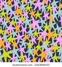 Abstract seamless pattern with stars. Pattern for textiles, fabrics, clothes, backpacks, web, bed linen, wrapping paper.