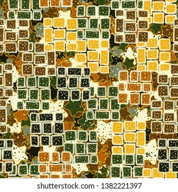 Abstract seamless pattern. Stone blocks of 9 stones, on a background of abstract texture.