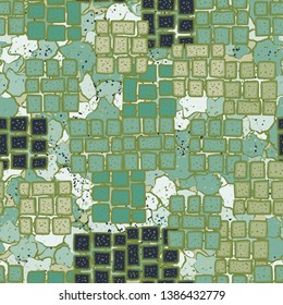 Abstract seamless pattern. Stone blocks of 9 stones, on a background of abstract texture.