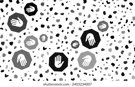 Abstract seamless pattern with stop hand symbols. Creative leopard backdrop. Vector illustration on white background