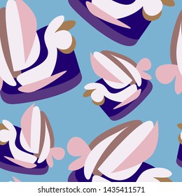 Abstract seamless pattern with strange elements. Art wallpaper for your design.