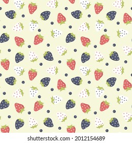 Resumen de un patrón sin fisuras de fresas y arándanos para el diseño de embalajes, textiles.