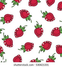 abstract seamless pattern of strawberries on a white background. vector illustration