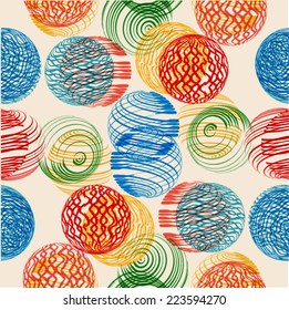 Abstractas patrón sin fisuras con bolas de colores a rayas