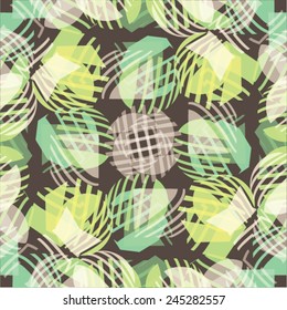 Abstract Seamless Pattern with Striped Geometric Shapes. Vector.