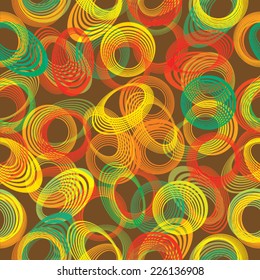 Abstract Seamless Pattern with Striped Spirals and Swirls 
