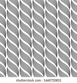 Abstract seamless pattern. Striped stylized leaves ornament. Petals. Geometric stylish background. Modern stylish texture. Vector monochrome background.