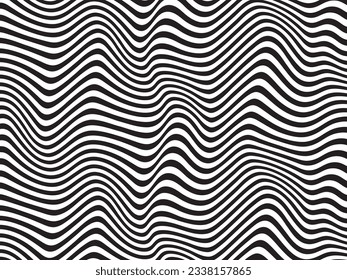 Abstract seamless pattern. Striped texture with monochrome waves. Creative background with zigzag blots. Decorative design with distortion effect.Abstract seamless vector pattern.