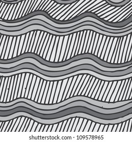 Abstract seamless pattern with stripes and circles, seamless abstract hand-drawn pattern, waves background