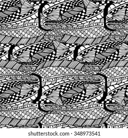 abstract seamless pattern with stripes and half-circles, seamless abstract hand-drawn pattern, waves background
