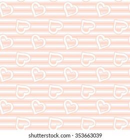 Abstract seamless pattern of the stripes and hearts in beige. Vector eps 10.