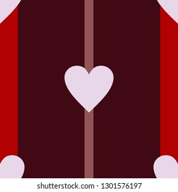 Abstract seamless pattern with stripes and pink heart. Vector illustration