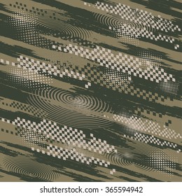 Abstract seamless pattern in the style of camouflage. Background for riders with chess.