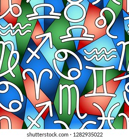 abstract seamless pattern in the style of stained glass.