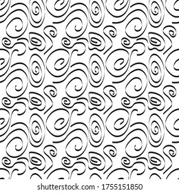 Abstract seamless pattern in the style of zentangle for wide application in the decoration of textiles, fabrics, packaging, for texture and embossing.