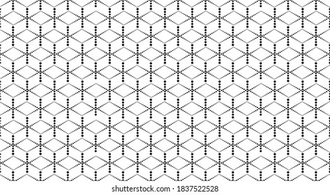 Abstract seamless pattern. Stylish dotted line ornament with geometric shapes.