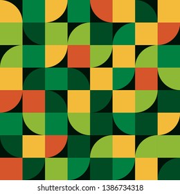 Abstract seamless pattern. Stylish fabric print with square and half circle. Creative textile background for batik or cloth. Vector Design Inspiration green color