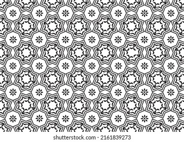 Abstract seamless pattern. Stylish floral line ornament in geometric style