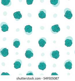 Abstract seamless pattern with stylized blue rose flowers. Hold rose flower. Rose texture vector Illustration.