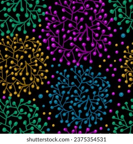 abstract seamless pattern of stylized flowers from dots. hand drawing. Not AI, Illustrat3. Vector illustration