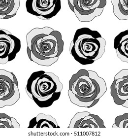 Abstract seamless pattern with stylized gray rose flowers. Rose texture vector Illustration.