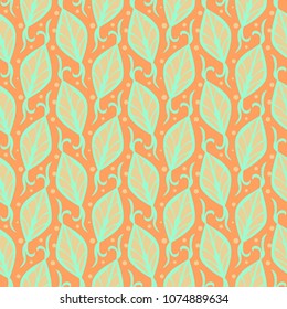 Abstract seamless pattern with stylized  leaves. Vector illustration. 