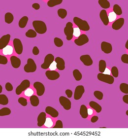 Abstract seamless pattern with stylized leopard print. Modern nature texture. Fun animal painted background.