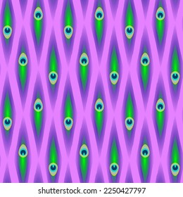 Abstract seamless pattern with stylized peacock feathers