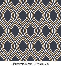 Abstract seamless pattern of stylized petals. Modern stylish texture. Elegant linear ornament. Vector color background.