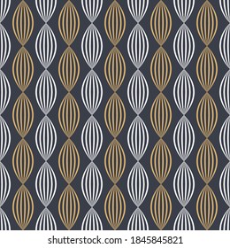 Resumen del patrón transparente de pétalos estilizados. Formas a rayas repetidas, óvalos. Textura moderna y elegante. Ilustración de color del vector.