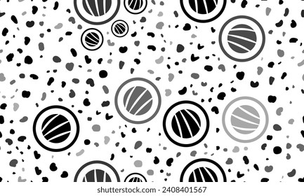 Abstract seamless pattern with sushi roll symbols. Creative leopard backdrop. Vector illustration on white background