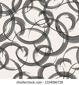 Abstract seamless pattern of swirling lines. Gray and light gray colors. Chaotic vector color background.