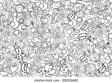 abstract seamless pattern: swirls, leaves,  waves.