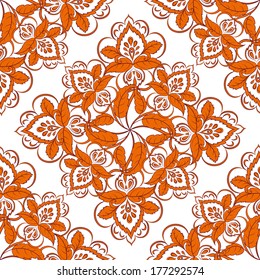 Abstract seamless pattern, symbolical flowers on a white background. Vector