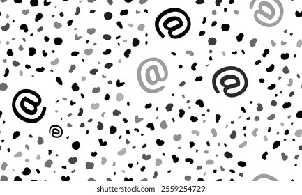 Abstract seamless pattern with at symbols. Creative leopard backdrop. Vector illustration on white background