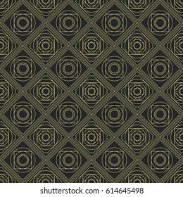 Abstract seamless pattern with symmetric geometric ornament. Floor tiles. Linear ornament pattern. Endless texture for prints, textiles, wrapping, wallpaper, website etc. Vector background.