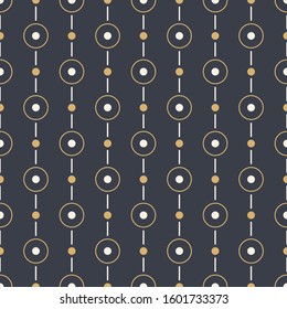 Abstract seamless pattern of symmetry arranged circles, dots and lines. Modern stylish texture. Linear style. Vector color background.