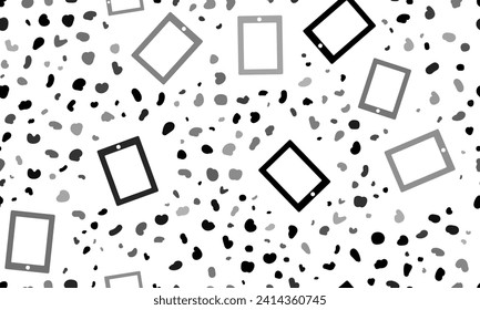 Abstract seamless pattern with tablet symbols. Creative leopard backdrop. Vector illustration on white background