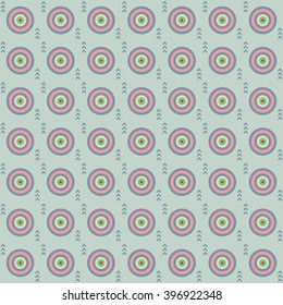 Abstract seamless pattern with target symbol, bulls eye icon and arrow. Vector illustration for Art, Print, Fashion, Textile, Sport, Web design.